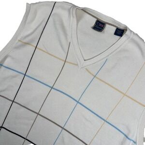 T Harris London Sweater Vest Men's XXL Tan Cotton Knit Classic Preppy